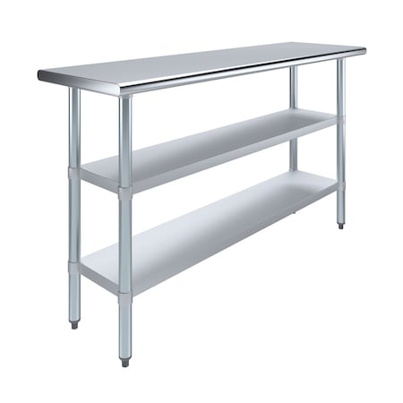 Amgood 18 in. x 60 in. Stainless Steel Table With Two Undershelves AMG WT-1860-2SH